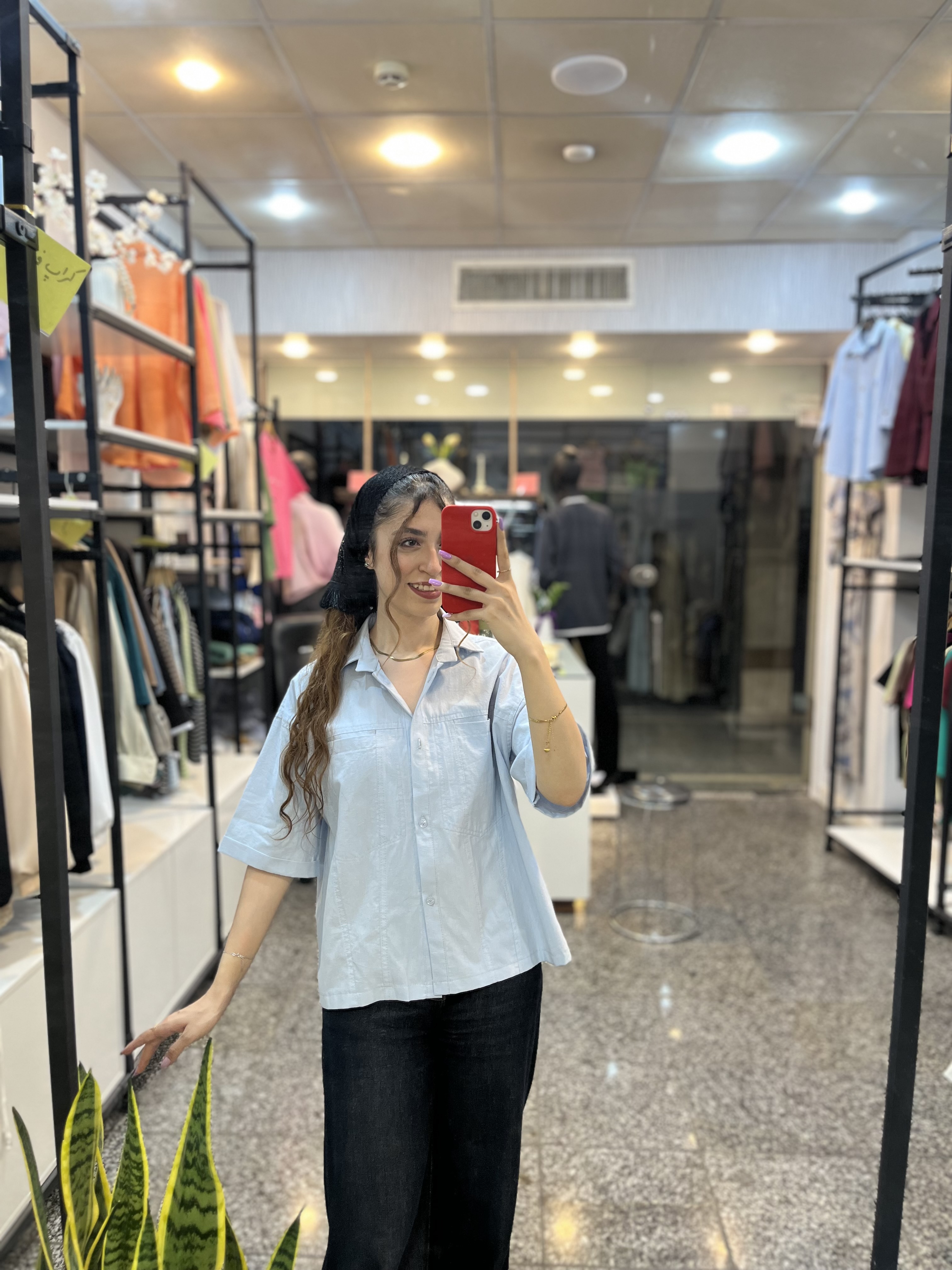 شومیز لنین زنانه مدل دوخت برجسته فری سایز کد ۰۱۰۷