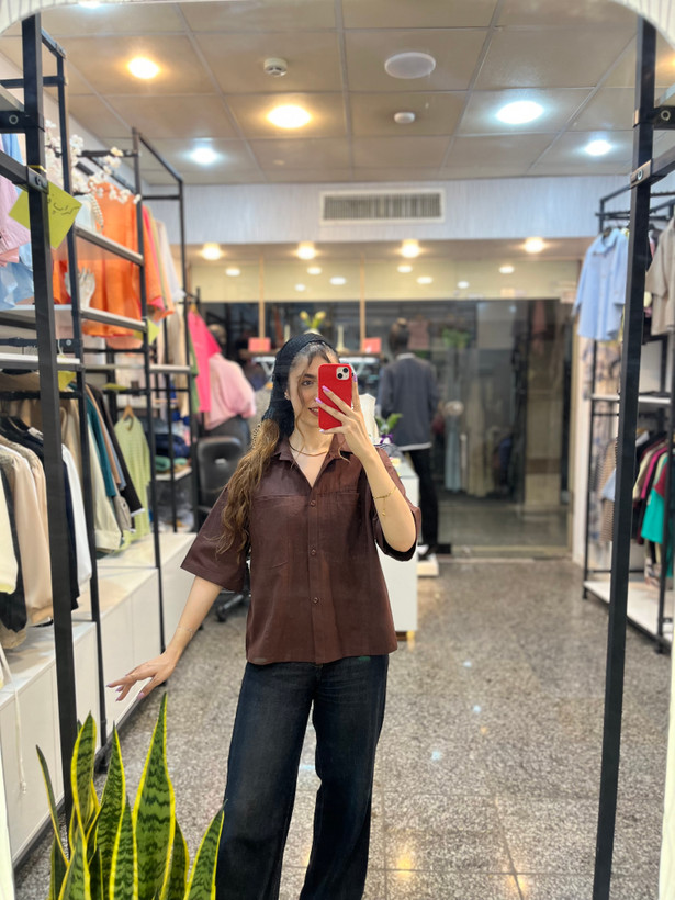 شومیز لنین زنانه مدل دوخت برجسته فری سایز کد ۰۱۰۷