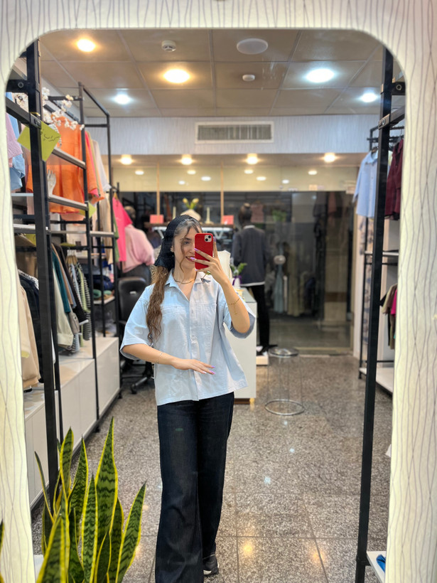 شومیز لنین زنانه مدل دوخت برجسته فری سایز کد ۰۱۰۷
